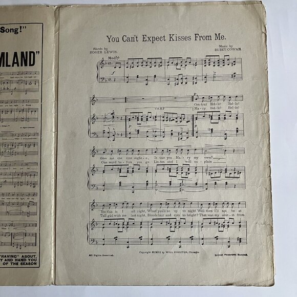1910s Vintage Sheet Music Huckleberry Finn - If All My Dreams Were Made of Gold - Picture 16 of 16